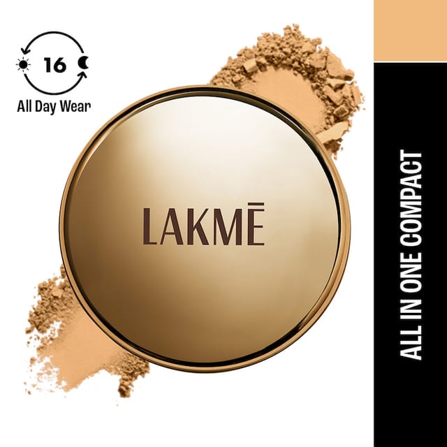 LAKME 9 TO 5 PRIMER + MATTE POWDER FOUNDATION COMPACT SILKY GOLDEN 03 9GM