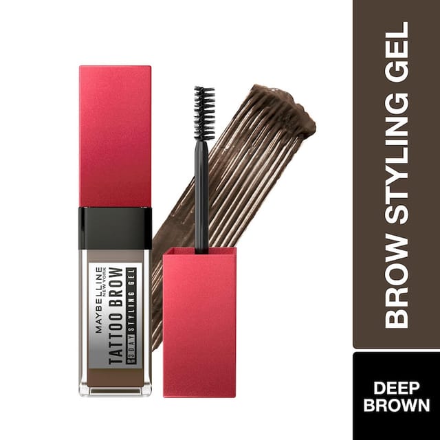 MAYBELLINE TATTOO BROW 3 DAY STYLING BROW GEL DEEP BROWN 6ML SEMI-PERMANENT TINTED EYEBROW GEL