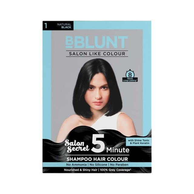 NATURAL BLACK 5 MINUTE SHAMPOO HAIR COLOUR FOR 100% GREY COVERAGE  20ML X 5