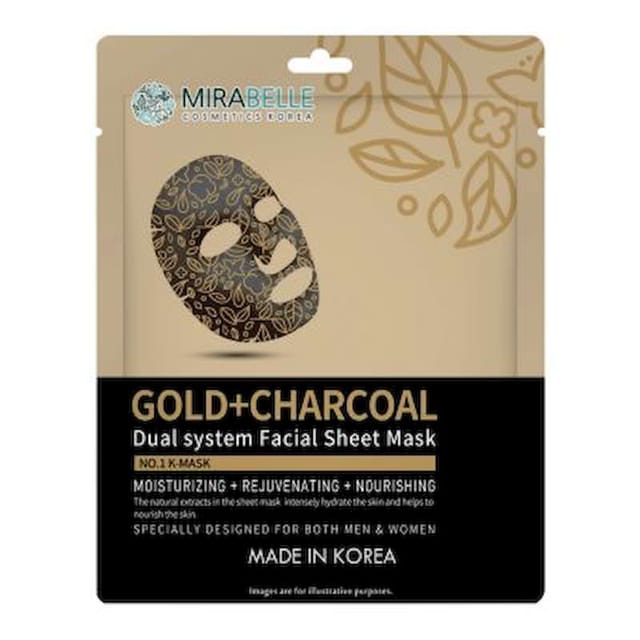 MIRABELLE KOREA GOLD + CHARCOAL SHEET MASK