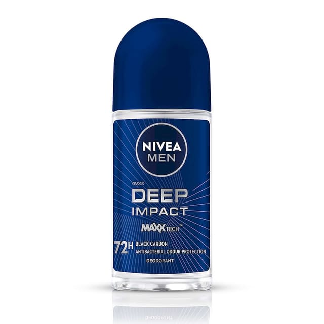 NIVEA MEN DEEP IMPACT FRESHNESS 48H DEODORANT ROLL ON BLACK CARBON 50ML