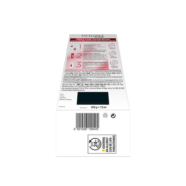 LOREAL PARIS EXCELLENCE CREME HAIR COLOUR 1 BLACK 100G