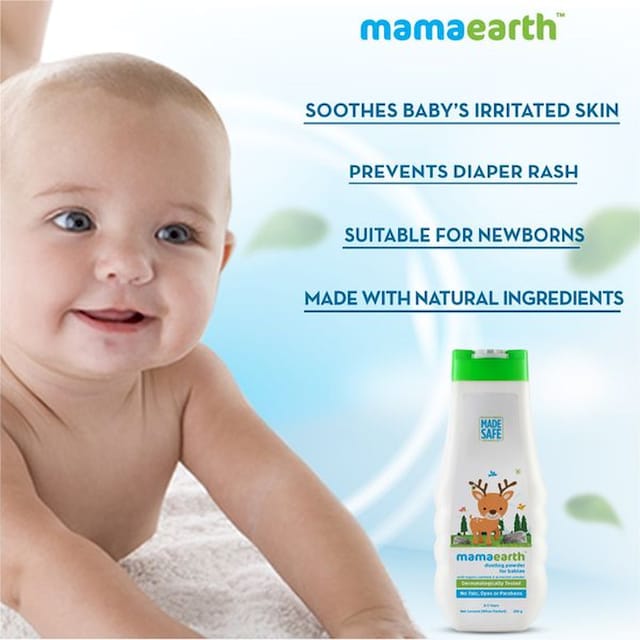 MAMAEARTH DUSTING POWDER WITH ORGANIC OATMEAL & ARROWROOT POWDER FOR BABIES - 300G
