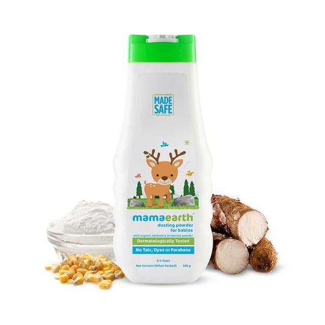 MAMAEARTH DUSTING POWDER WITH ORGANIC OATMEAL & ARROWROOT POWDER FOR BABIES - 300G