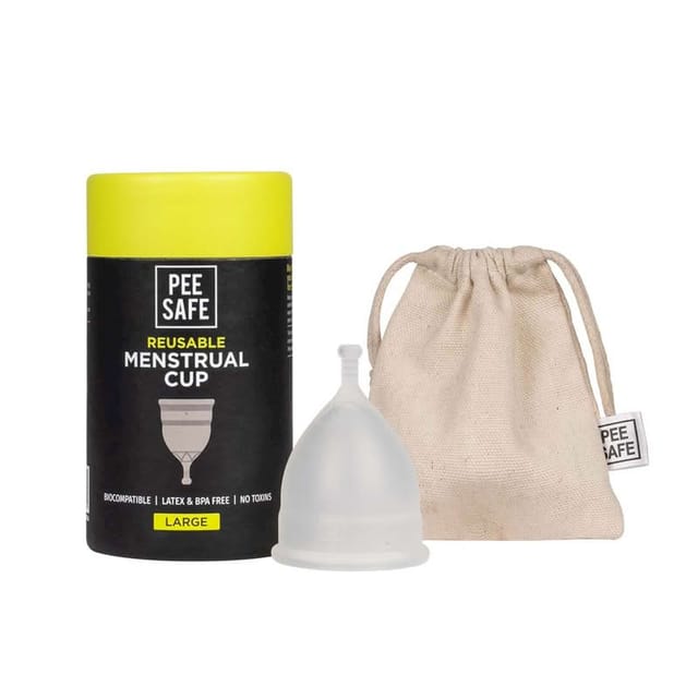 PEE SAFE REUSABLE MENSTRUAL CUP FOR WOMEN LARGE SIZE WITH POUCH