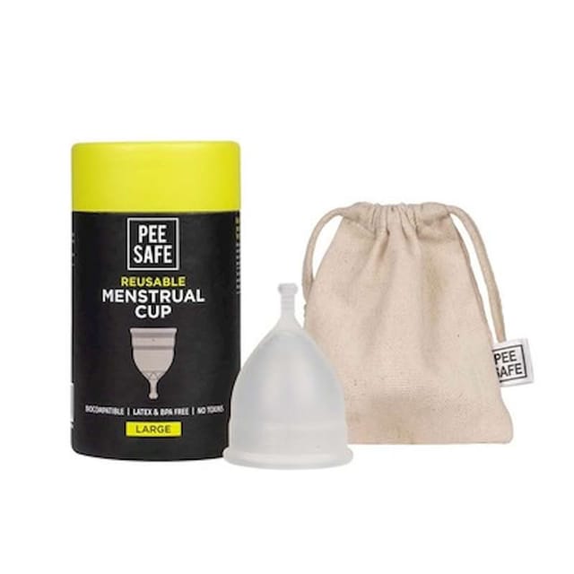 PEE SAFE REUSABLE MENSTRUAL CUP FOR WOMEN LARGE SIZE WITH POUCH