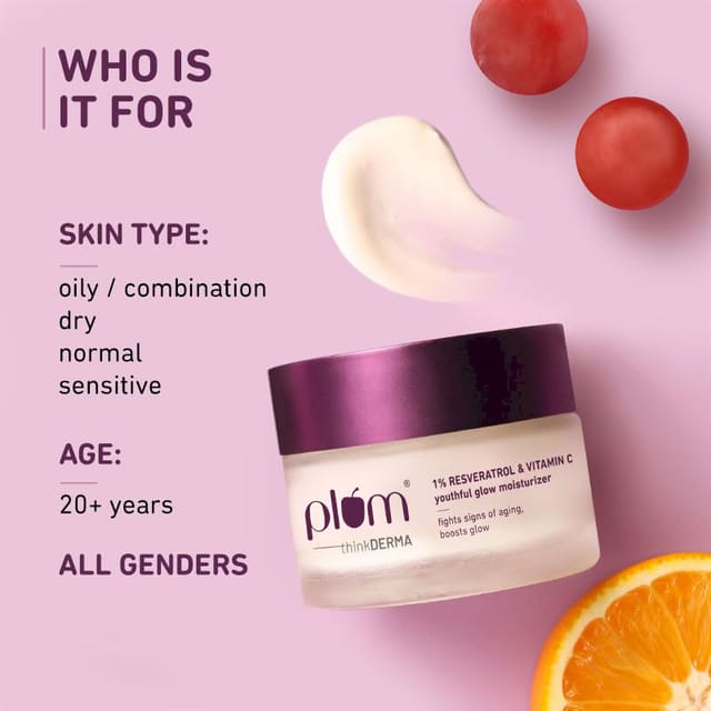 PLUM 1% RESVERATROL & VITAMIN C YOUTHFUL GLOW MOISTURIZER 50GM