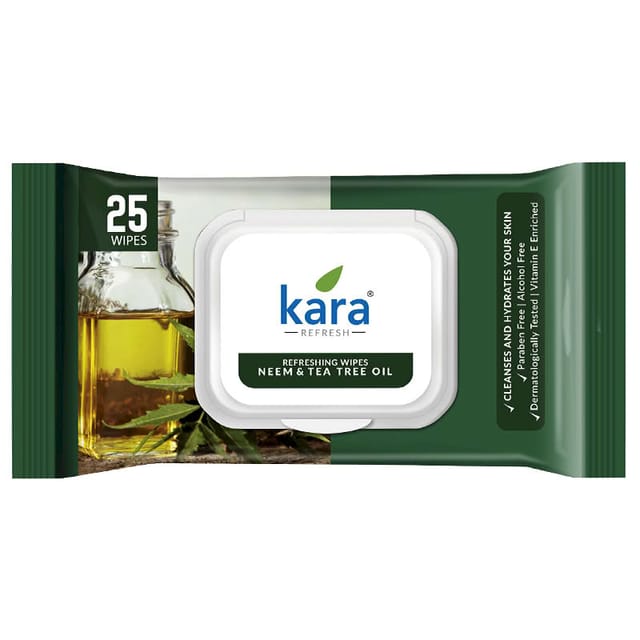 KARA FACE WIPES TEA TREE&NEEM LID 25P