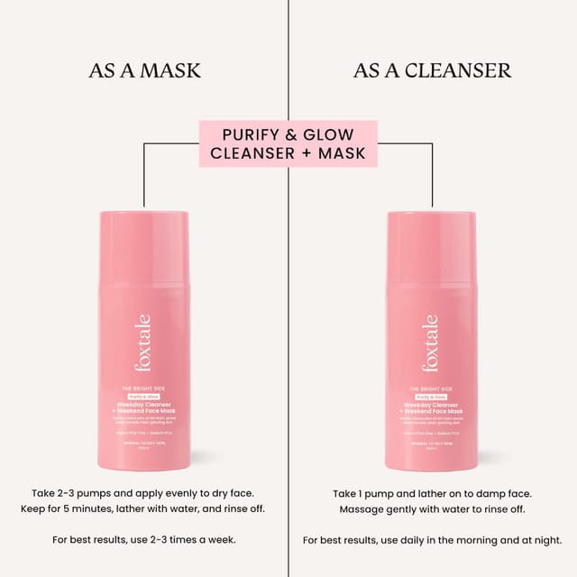 FOXTALE PURIFY & GLOW CLEANSR+MASK 100ML