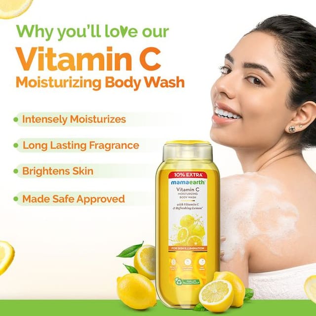 MAMAEARTH VITAMIN C MOISTURIZING BODY WASH 275ML (250ML + 25ML)