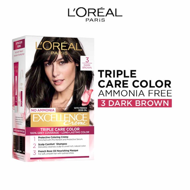 LOREAL PARIS EXCELLENCE CREME HAIR COLOR DARK BROWN 3
