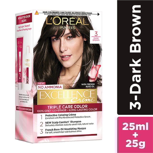 LOREAL PARIS EXCELLENCE CREME HAIR COLOR DARK BROWN 3