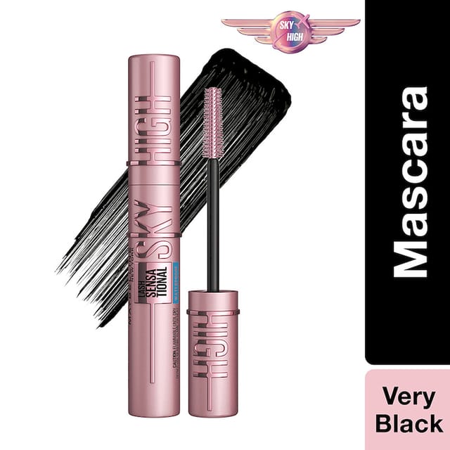 MAYBELLINE NEW YORK LASH SENSATIONAL SKY HIGH WATERPROOF MASCARA LENGTHENING & VOLUMIZING MASCARA WITH BAMBOO EXRACT & FIBRES VERY BLACK 6ML