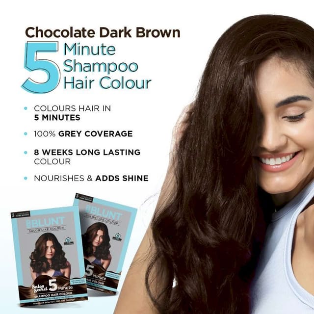 CHOCOLATE DARK BROWN 5 MINUTE SHAMPOO HAIR COLOUR FOR 100% GREY COVERAGE  20ML X 5