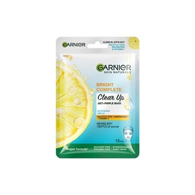 GARNIER BRIGHT COMPLETE ANTI PIMPLE SHEET MASK
