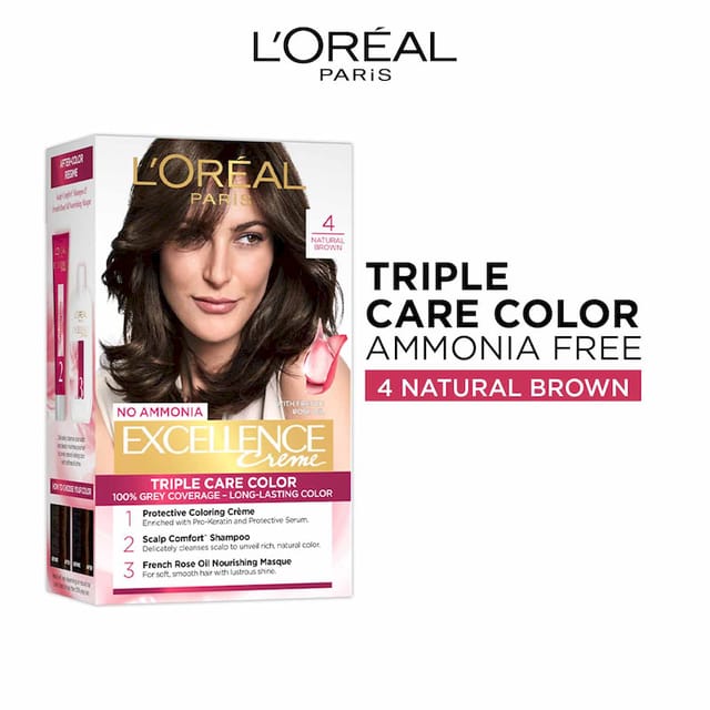 LOREAL PARIS EXCELLENCE CREME HAIR COLOUR NATURAL BROWN 4 100G