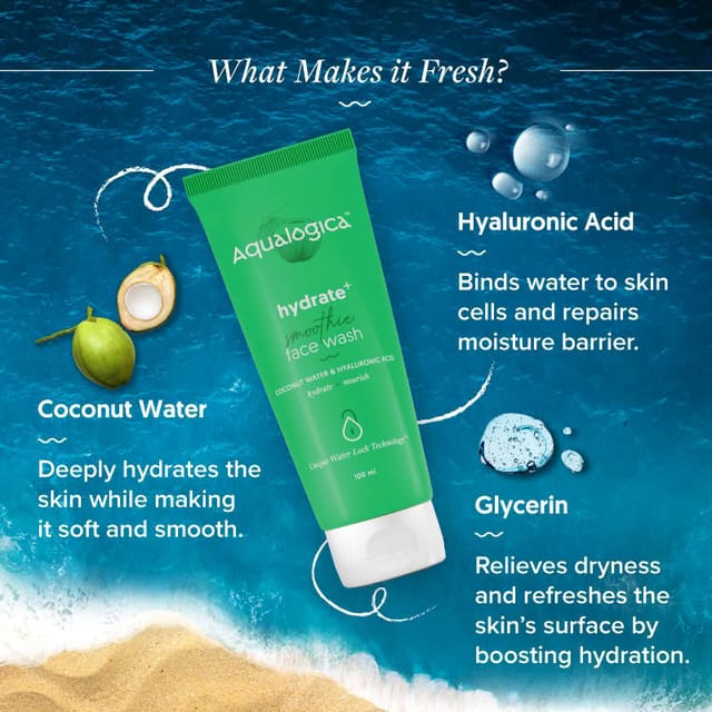 AQUALOGICA HYDRATE+ FACE WASH WITH COCONUT WATER & HYALURONIC ACID