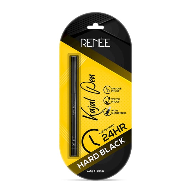 RENEE HARD BLACK KAJAL PEN WITH SHARPENER 0.35GM