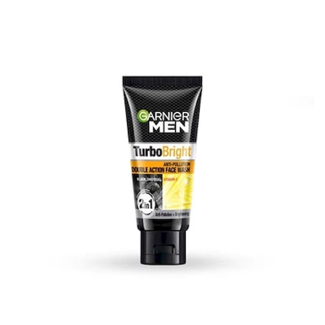 GARNIER MEN TURBO BRIGHT DOUBLE ACTION FACE WASH BLACK CHARCOAL 50GM