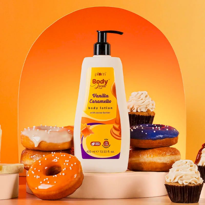PLUM BODYLOVIN' VANILLA CARAMELLO BODY LOTION WITH COCOA BUTTER AND PRO VITAMIN B5 400ML