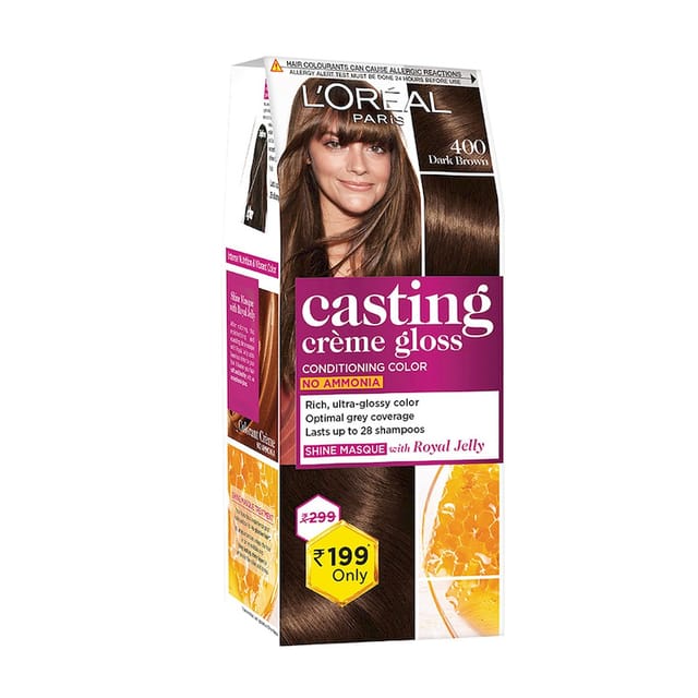 LOREAL PARIS CASTING CREME GLOSS HAIR COLOUR 400 DARK BROWN