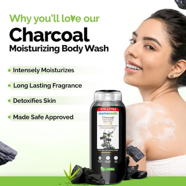 MAMAEARTH CHARCOAL MOISTURIZING BODY WASH 275ML
