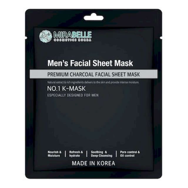 MIRABELLE CHARCOAL MEN'S FACIAL SHEET MASK