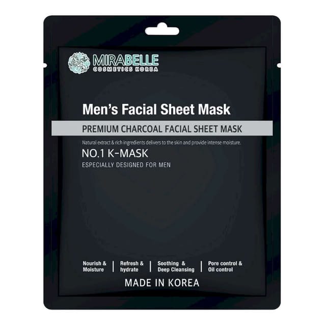 MIRABELLE CHARCOAL MEN'S FACIAL SHEET MASK