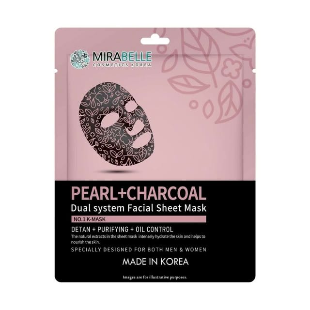 MIRABELLE KOREA PEARL + CHARCOAL SHEET MASK