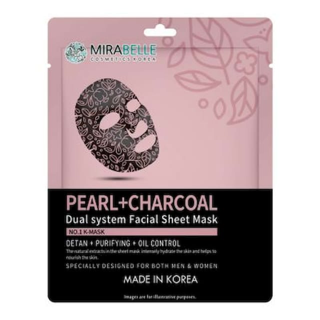 MIRABELLE KOREA PEARL + CHARCOAL SHEET MASK