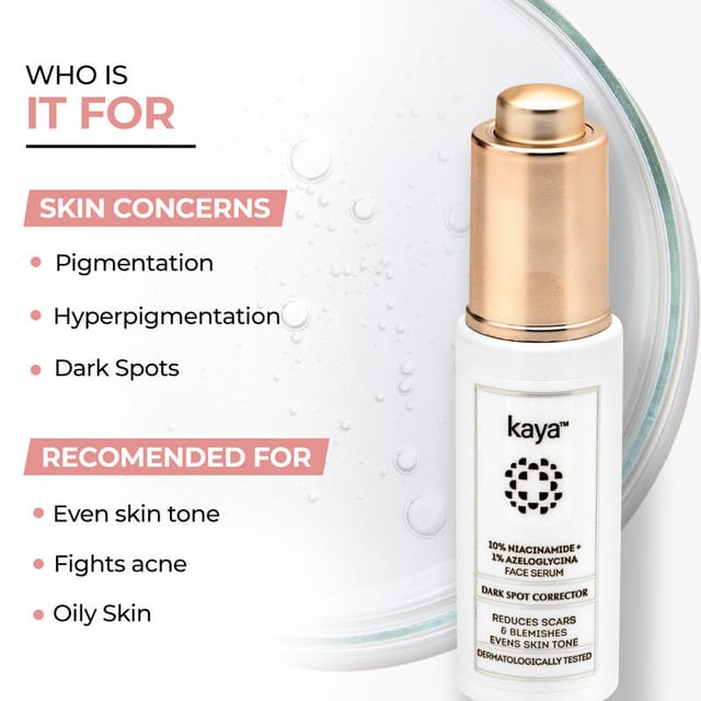 KAYA 10% NIACINAMIDE + 1% AZELOGLYCINA FACE SERUM DARK SPOT CORRECTOR - FIGHTS ACNE