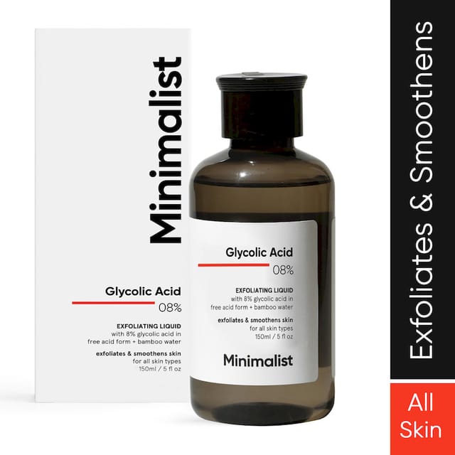 MIINIMALIST 8% GLYCOLIC ACID EXFOLIATING LIQUID FOR SMOOTHENING SKIN