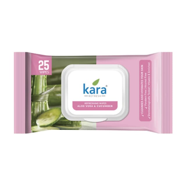 KARA FACE WIPES ALOE CUCUMBER LID 25P