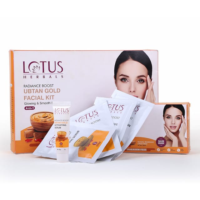 LOTUS HERBALS RADIANCE BOOST UBTAN GOLD FACIAL KIT 5X10GM