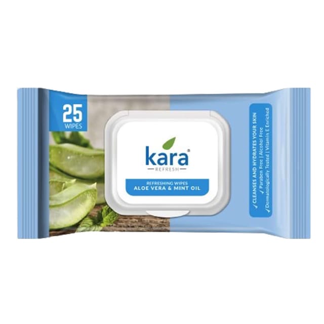 KARA FACE WIPES ALOE MINT LID 25P
