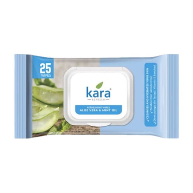 KARA FACE WIPES ALOE MINT LID 25P