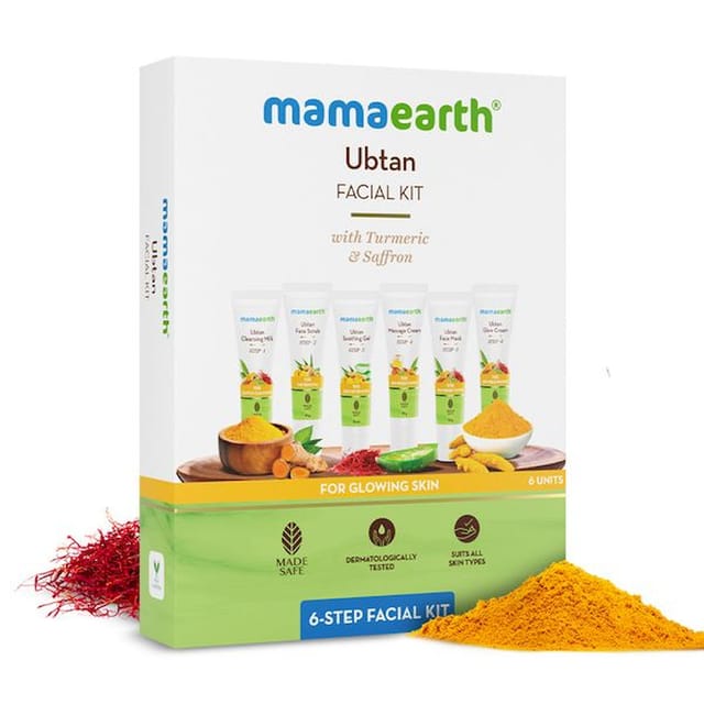 MAMAEARTH UBTAN FACIAL KIT WITH TURMERIC & SAFFRON FOR GLOWING SKIN - 60 G