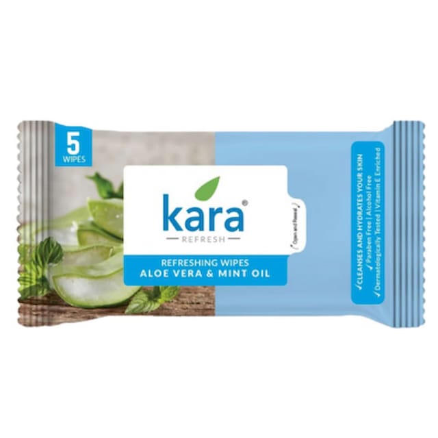 KARA FACE WIPES REFRESH ALOE MINT 5P