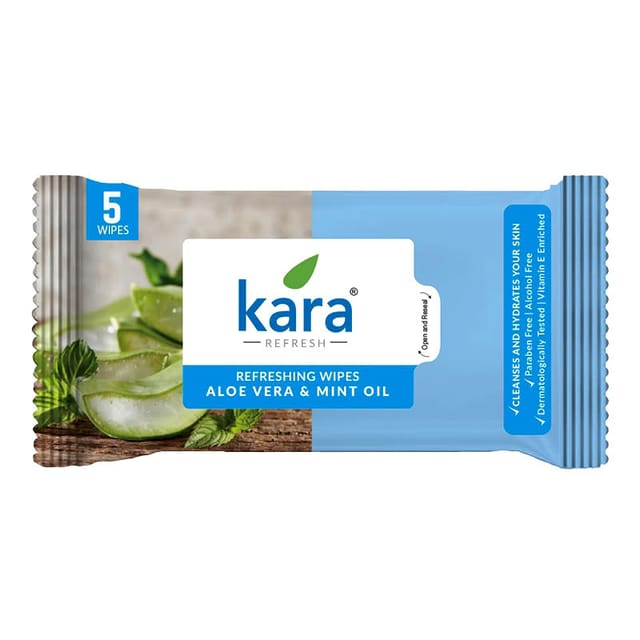 KARA FACE WIPES REFRESH ALOE MINT 5P