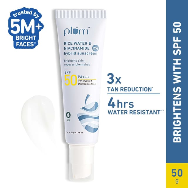 PLUM RICE WATER & NAICINAMIDE 2% HYBRID SUNSCREEN 50 G