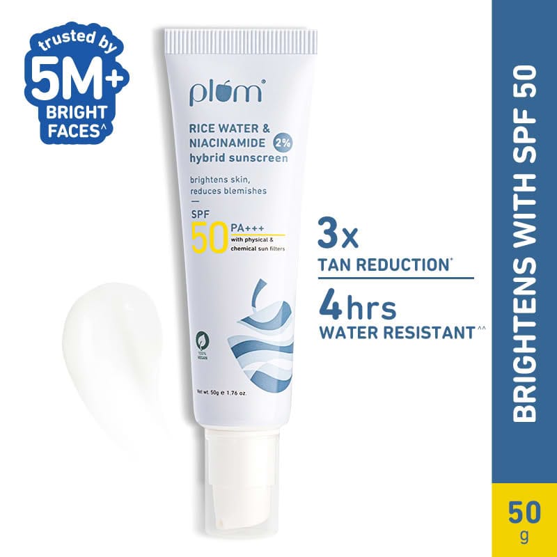 PLUM RICE WATER & NAICINAMIDE 2% HYBRID SUNSCREEN 50 G