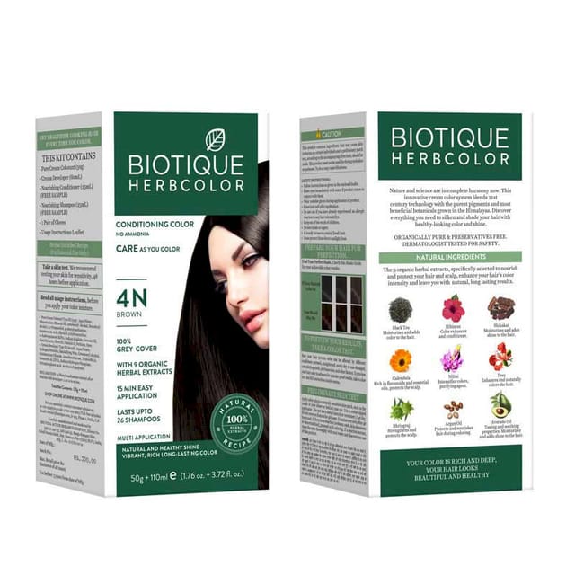 BIO HERBCOLOR 4N BROWN 50GM+110ML