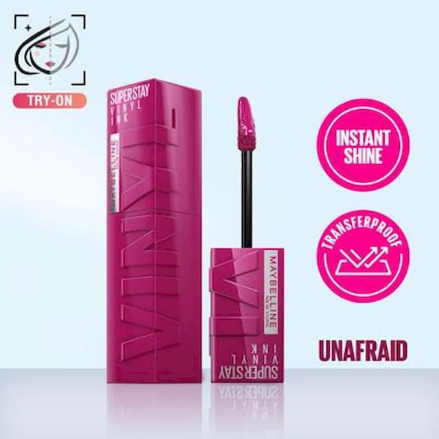 MAYBELLINE NEW YORK SUPER STAY VINYL INK LIQUID LIPSTICK PIGMENTED COLOR & INSTANT SHINE UNAFRAID 4.2 ML