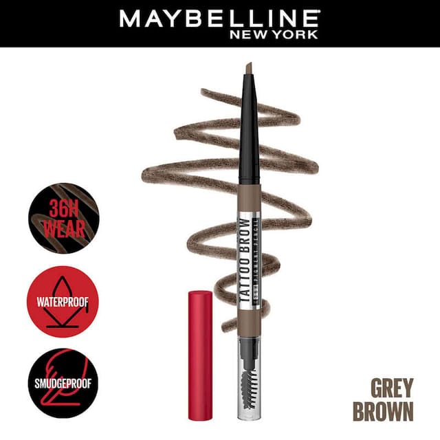 MAYBELLINE TATTOO BROW 36 HR BROW PENCIL GREY BROWN 0.25GM WATERPROOF EYEBROW PENCIL WITH PRECISION TIP