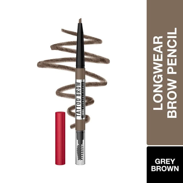 MAYBELLINE TATTOO BROW 36 HR BROW PENCIL GREY BROWN 0.25GM WATERPROOF EYEBROW PENCIL WITH PRECISION TIP