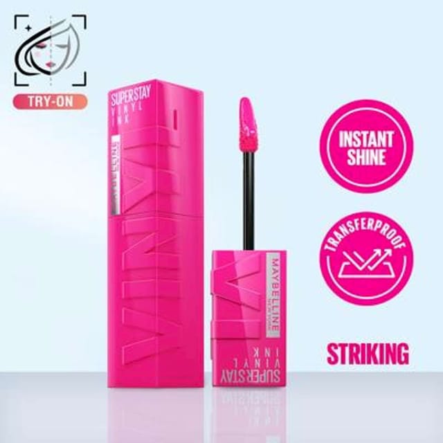 MAYBELLINE NEW YORK SUPER STAY VINYL INK LIQUID LIPSTICK PIGMENTED COLOR & INSTANT SHINE STRIKING 4.2 ML
