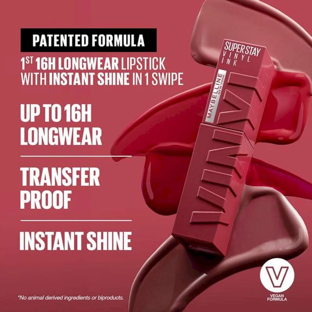 MAYBELLINE NEW YORK SUPER STAY VINYL INK LIQUID LIPSTICK PIGMENTED COLOR & INSTANT SHINE STRIKING 4.2 ML
