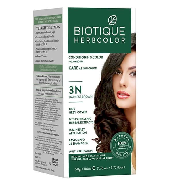 BIO HERBCOLOR 3N DARKEST BROWN 50GM+110ML