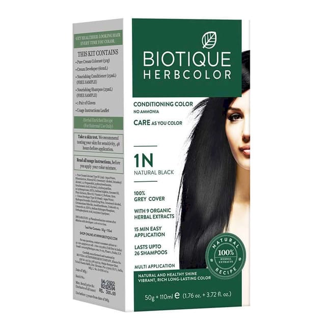 BIO HERBCOLOR 1N NATURAL BLACK 50GM+110ML