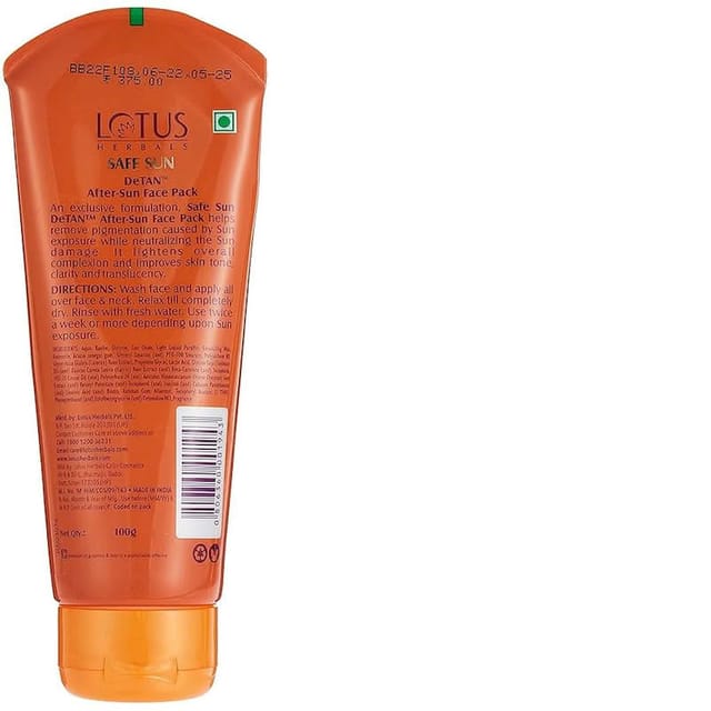 LOTUS HERBALS DETAN AFTER SUN FACE PACK 100G